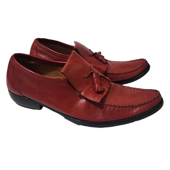 Celini, Italy Other - Calzature Celini Italy Mens Leather Loafers Red Tassels Slip-On Shoes IT39/EU 40